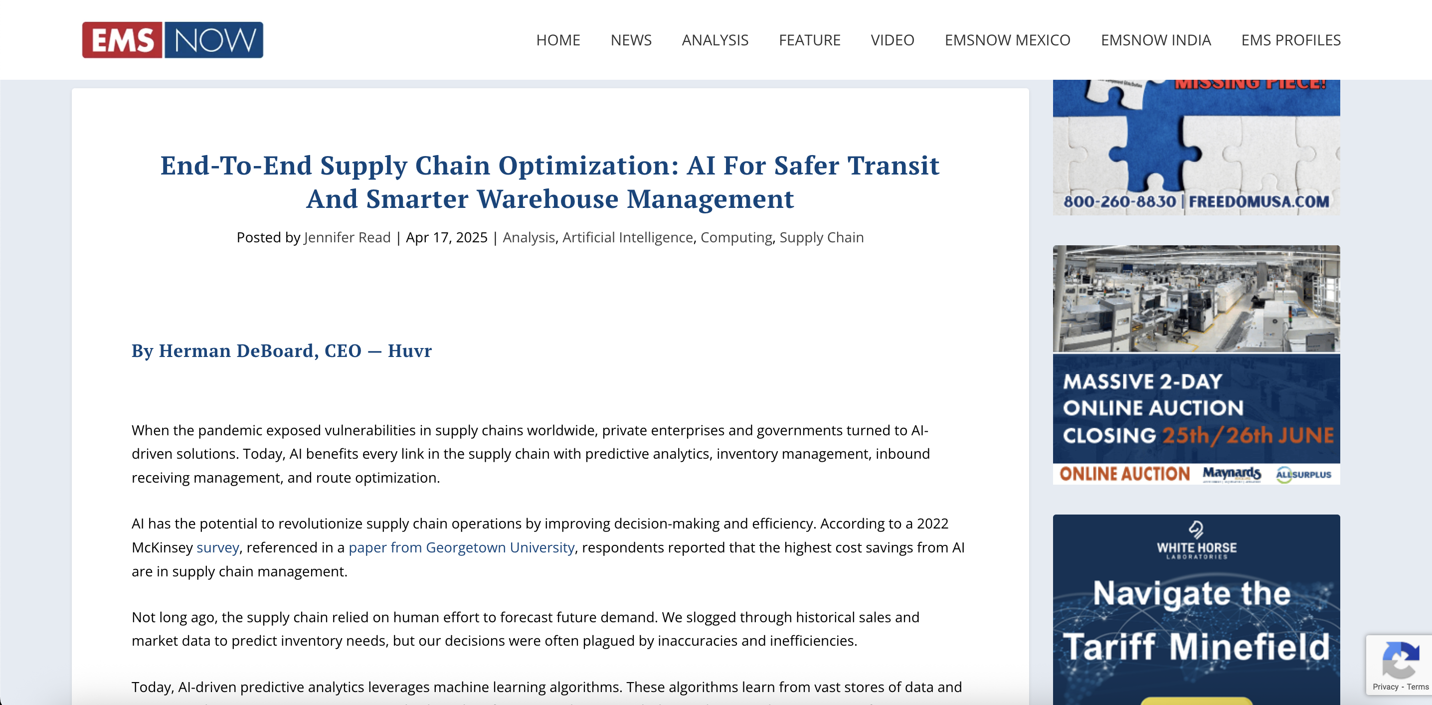 End-to-End Supply Chain Optimization: AI for Safer Transit and Smarter Warehouse Management