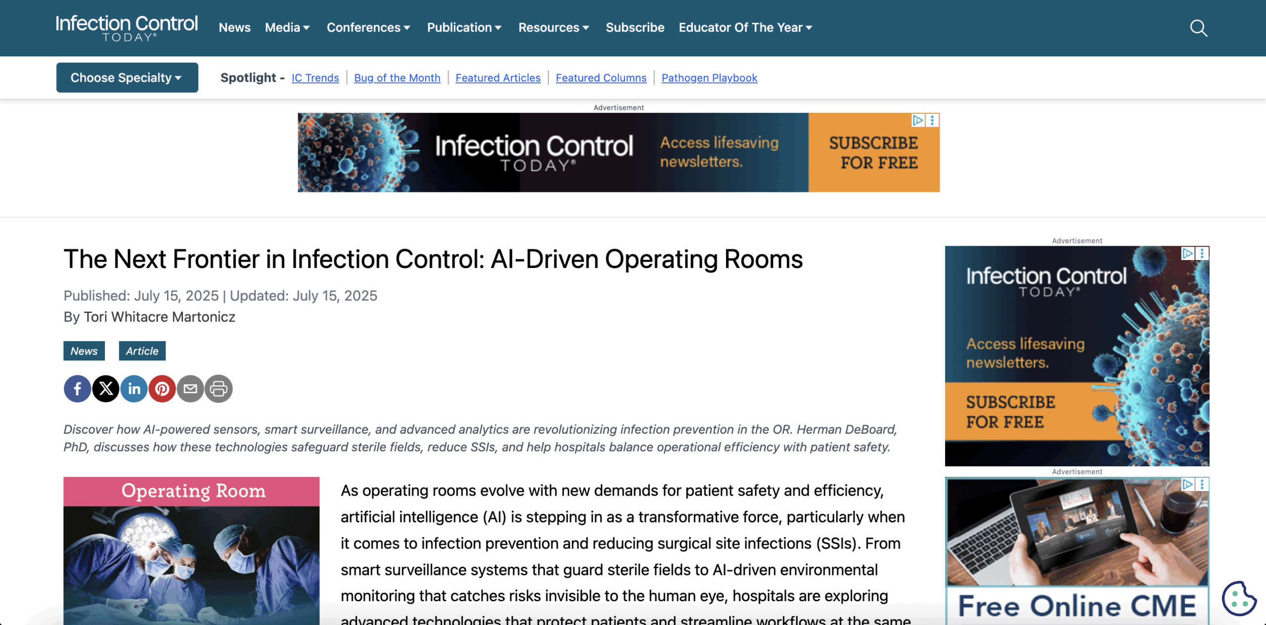 The Next Frontier in Infection Control: AI-Driven Operating Rooms