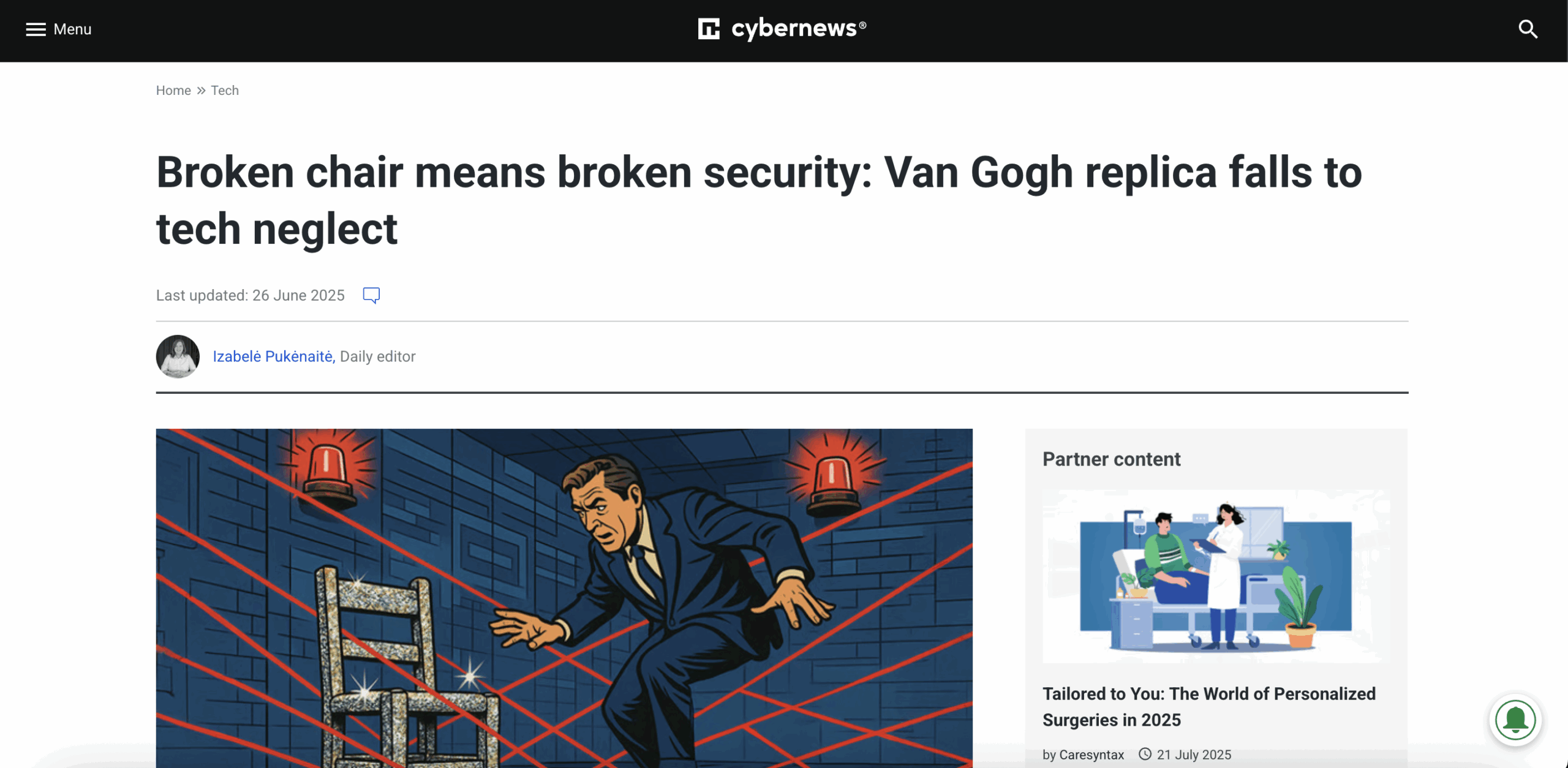 Broken chair means broken security: Van Gogh replica falls to tech neglect